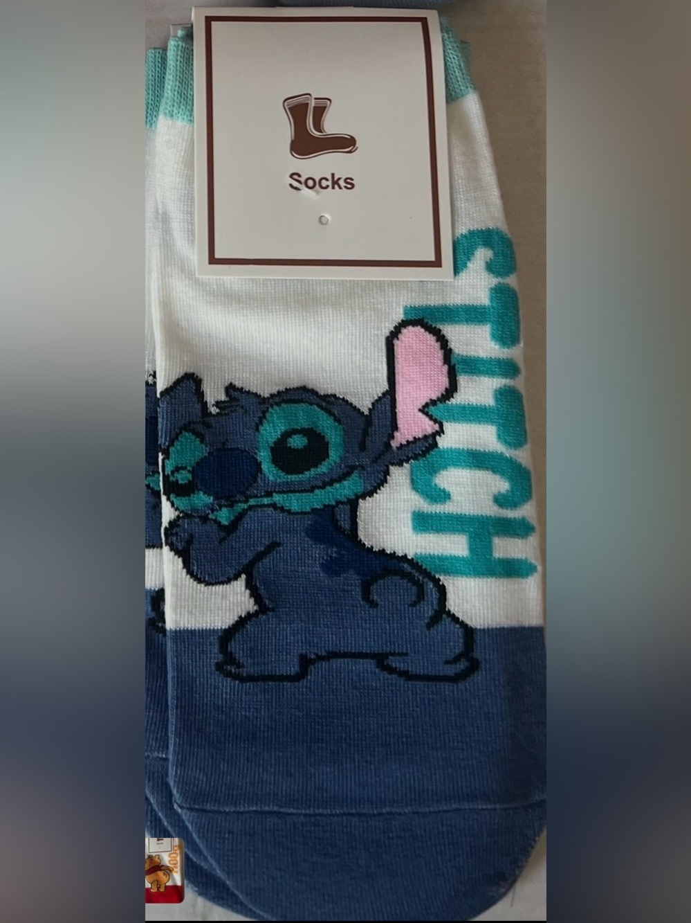 Fashion Character Graphic Ankle Socks - Blue, White, Teal
